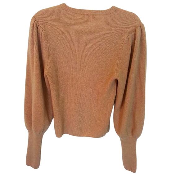 Ulla Johnson 100% Cashmere Tie Neck Puff Sleeve Knit Sweater Beige Women Medium - Picture 5 of 5